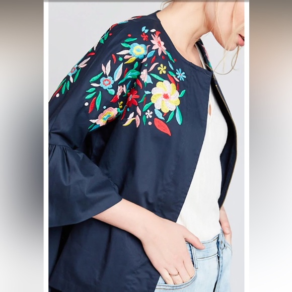 Womens Flower Embroidered Jacket - Picture 8 of 8